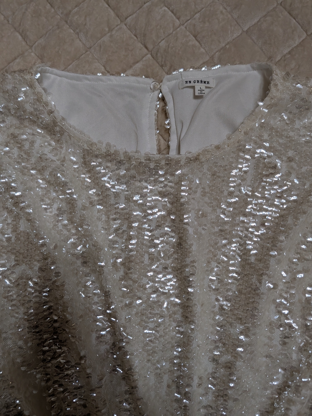 Ivory Sequin Evening Dress
